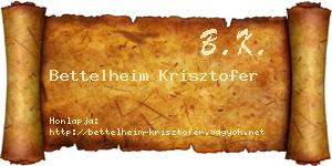 Bettelheim Krisztofer névjegykártya